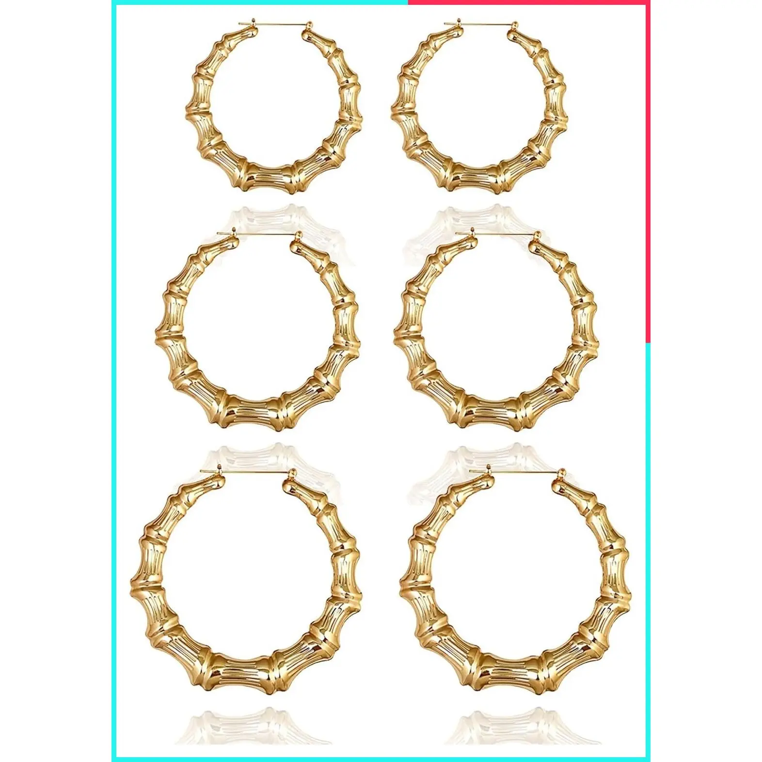 Large Bamboo Hoop Earrings for Women Hip Hop Jewelry 90s 2000s Y2K Party Costume Accessories Gifts
