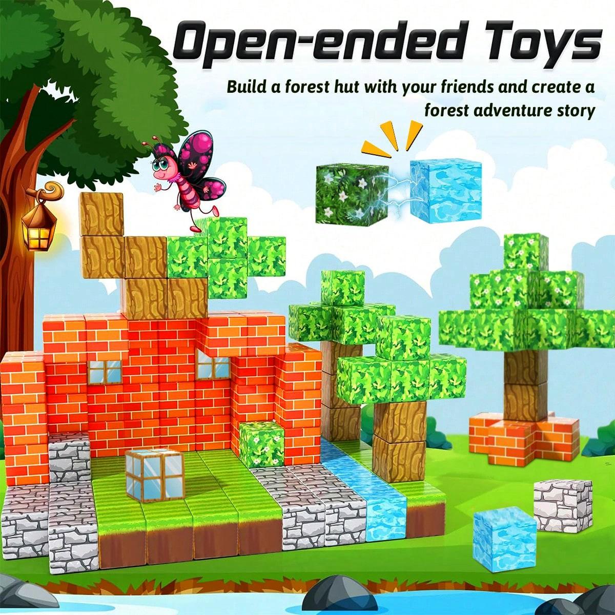 Magnetic Building Blocks Set, Magnetic Construction Set with Storage Bag, Educational Toy for Kids Aged 3+, Unisex Gift Choice, Includes 30 60 90 Pieces