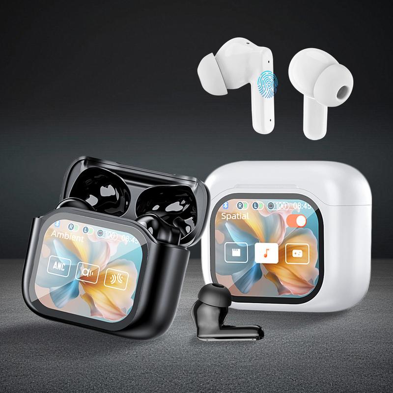 Bluetooth 5.4 Earbuds with Smart Touch Screen Case, LED Display Waterproof Wireless Earphones, Suitable for Office, Sports, Study and Audio Calls, Built-in Microphone Noise Cancelling Earphones
