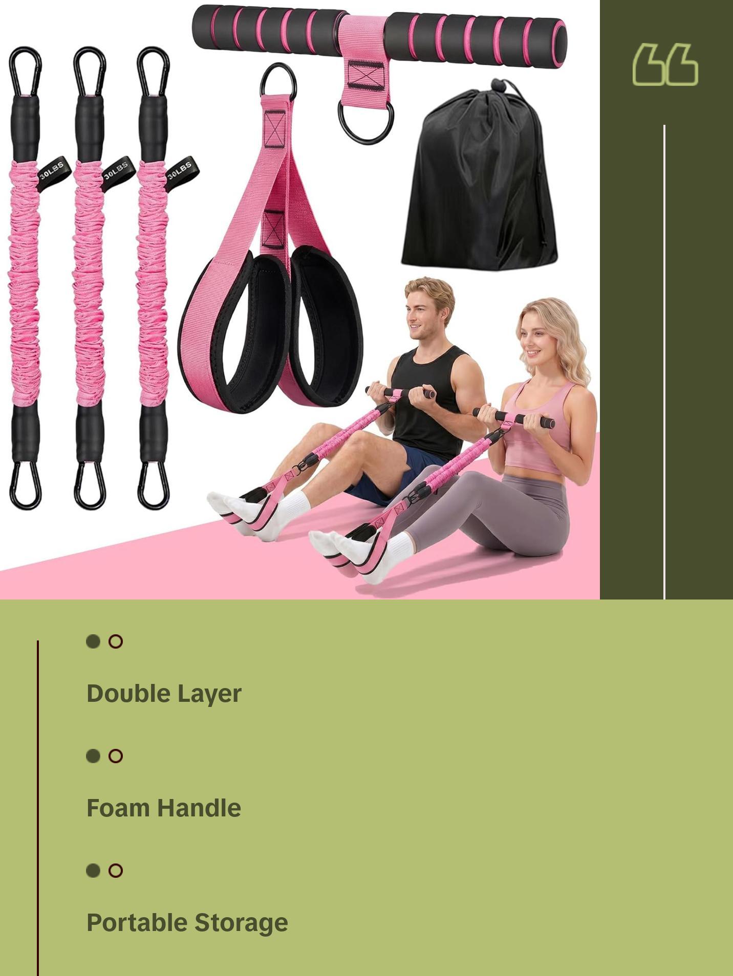 Multi Accessory Resistance Band Set Elastic Pull Bar Foot Straps Storage Bag Complete Family Fitness Tool