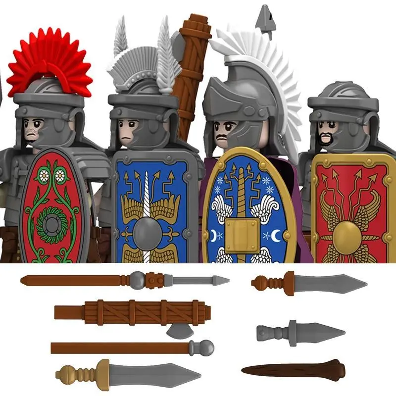 Medieval Military Rome Legionary Building Blocks Royal Guard Army Soldier Figures Centurion Adjutant Shield Sword Bricks Toys