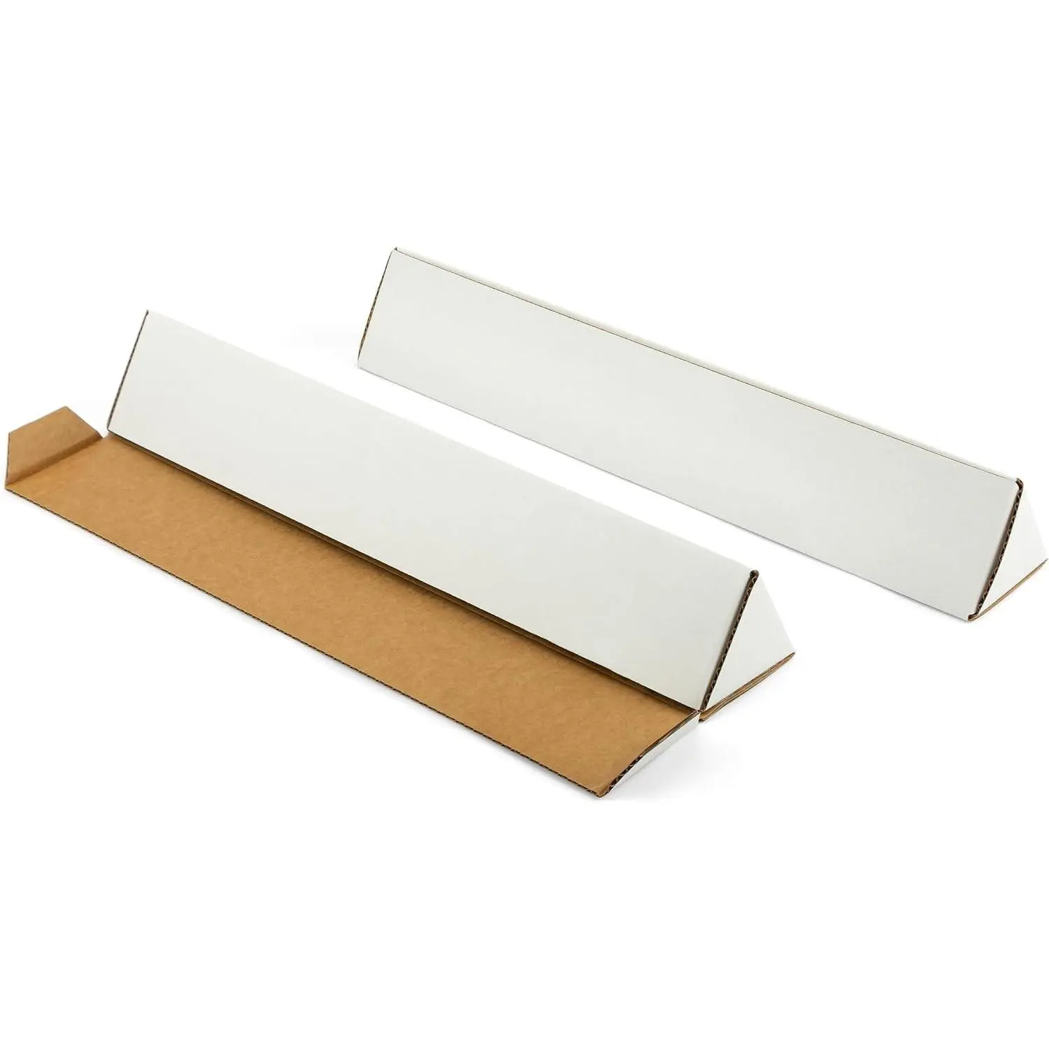 Triangle Mailing Tubes, 18.25x3x3 inch Shipping Box, 25-Pack | 18" Cardboard Poster Tube for Blueprints, Artwork, Crafts, Long Art Holder, Bulk, White