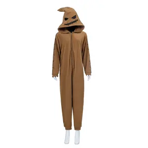 Oogie Boogie Cosplay Nightmare Costume Adult Unisex Onesie Pajamas Jumpsuit Halloween Christmas Party Ghost Sleepwear