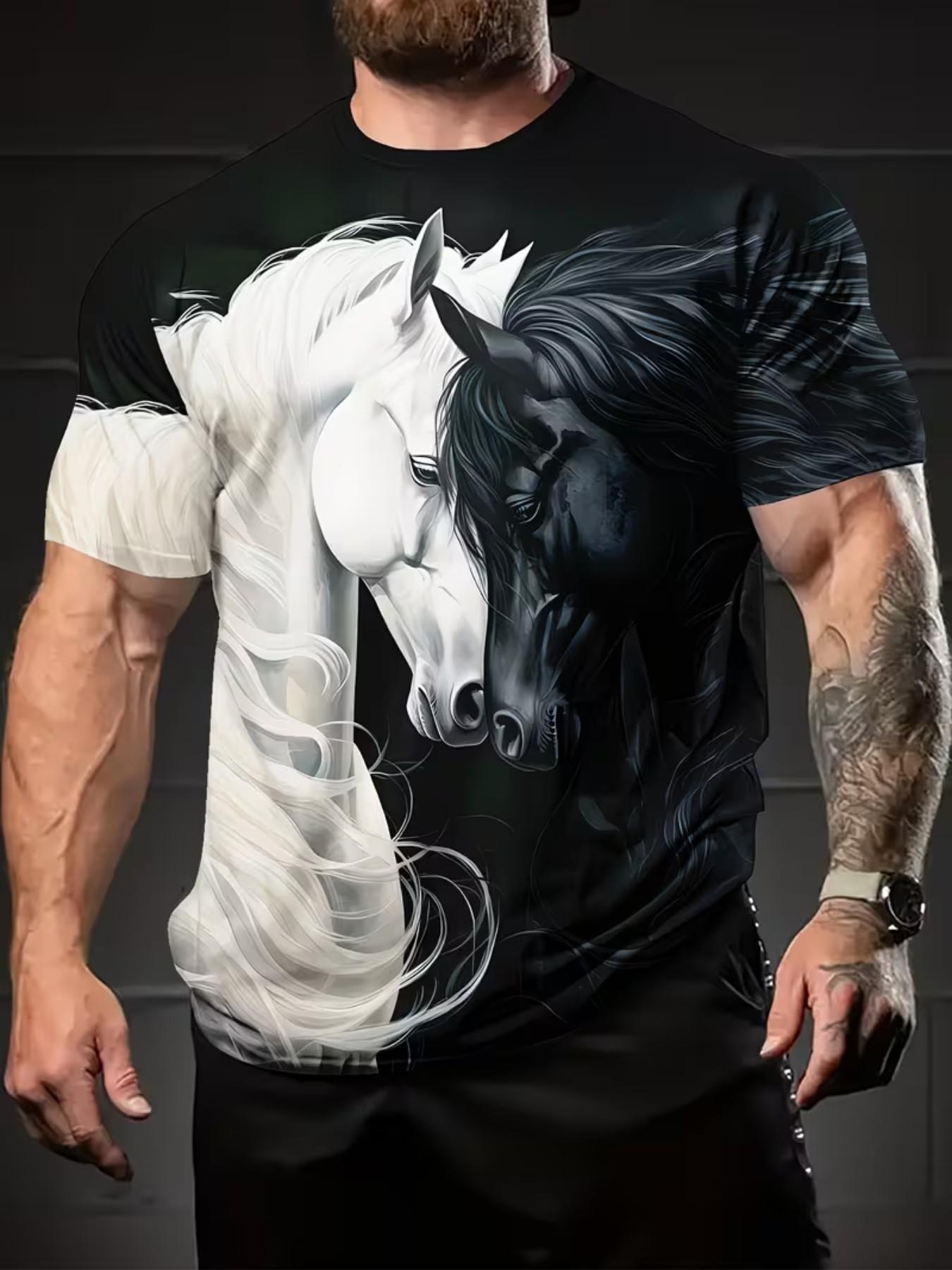 Men's 3D Printed Fashion T-Shirt, Casual Slim-Fitting Top, All over Print Design, No Zipper or Button, Perfect for Daily Wear
