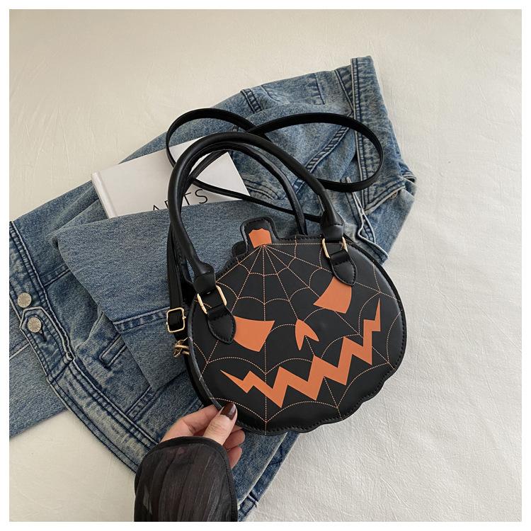 2026 New Halloween Pumpkin Bag, Contrast Color Simple Handbag, Funny Novelty Shoulder & Crossbody Bag for Women