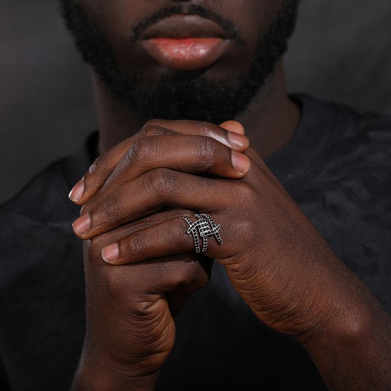 【#R286】UCCIYO Lab-Created Moissanite S925 Sterling Silver Moissanite Ring Black Ring Suitable for Men and Women Hip Hop Jewelry Gifts