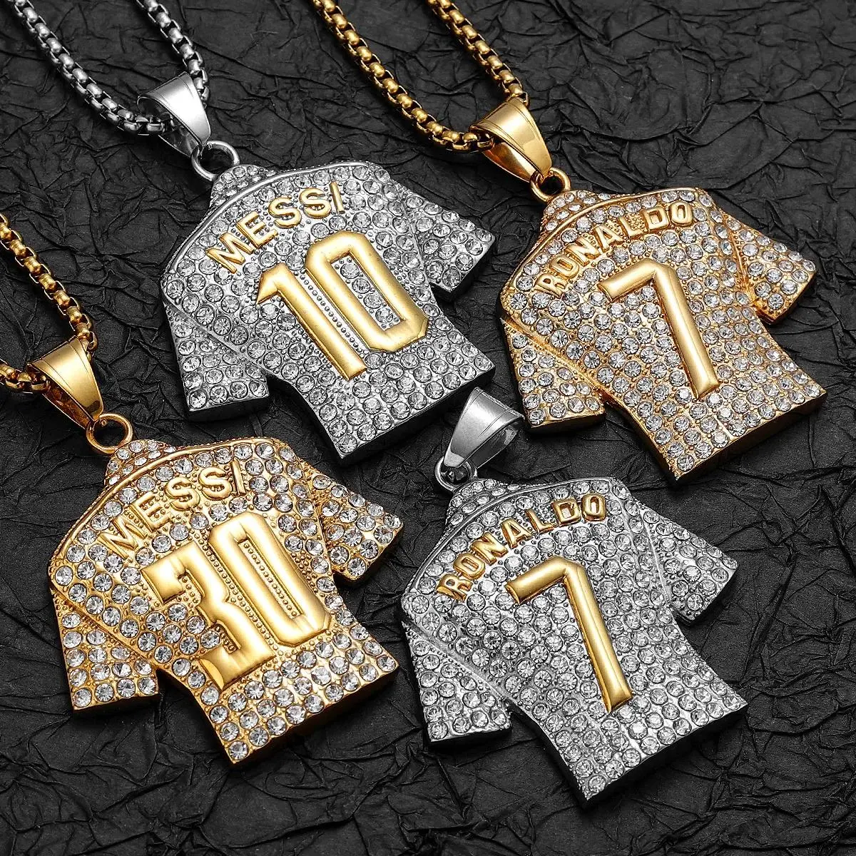 Messi Cristiano Ronaldo Neymar Mbappé Haaland Football Jersey Man Necklaces Stainless Steel Pendant Chain Jewelry Gift Wholesale