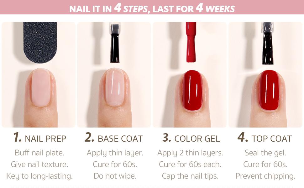 GAOY 42 Pcs Gel Nail Polish Kit, Pink White Red Jelly Nude Colors All Seasons Gel Nail Polish Set with Glossy & Matte Top Coat and Base Coat for Nail Art DIY at Home