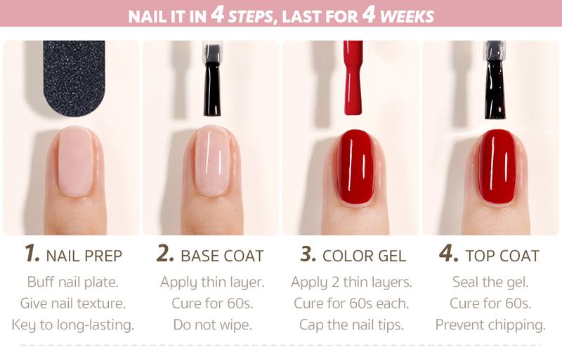 GAOY 42 Pcs Gel Nail Polish Kit, Pink White Red Jelly Nude Colors All Seasons Gel Nail Polish Set with Glossy & Matte Top Coat and Base Coat for Nail Art DIY at Home