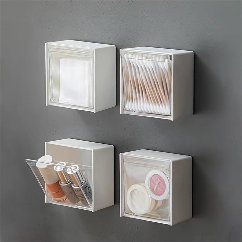 Wall-Mounted Storage Box, Plastic Bathroom Organizer, Home Multi-Functional Storage, Lightweight Design, Suitable for Cotton Swab Accessories