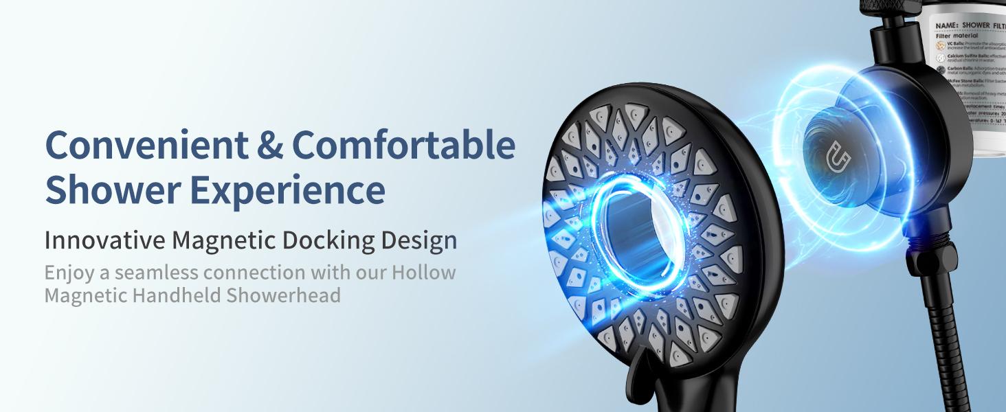 Dual Shower Heads with Handheld Spray Combo Set, Magnetic Filtered Showerhead, Bathroom High Pressure Rainfall Shower Head and Handle Set with Filter for Hard Water, 79" Long Hose