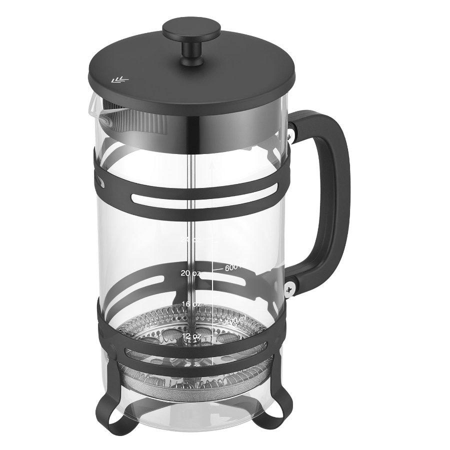 VEVOR 34oz Borosilicate Glass French Press Coffee Maker, Stainless Steel Filter, Detachable Anti-Drip Spout, Cold Brew Tea Maker for Gatherings Home Camping, Silver 1L Hand Tool Accessory