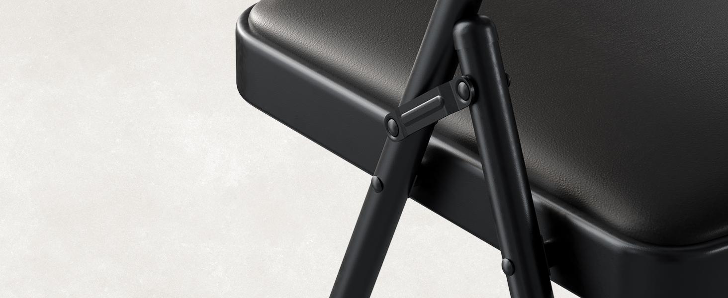 Folding Chairs ，PU Leather Padded Folding Chairs for Outside and Indoor, Heavy Duty Portable Foldable Metal Commercial Seat for Home Office, Dorm, Party, Backyard, Lawn, Patio, Black
