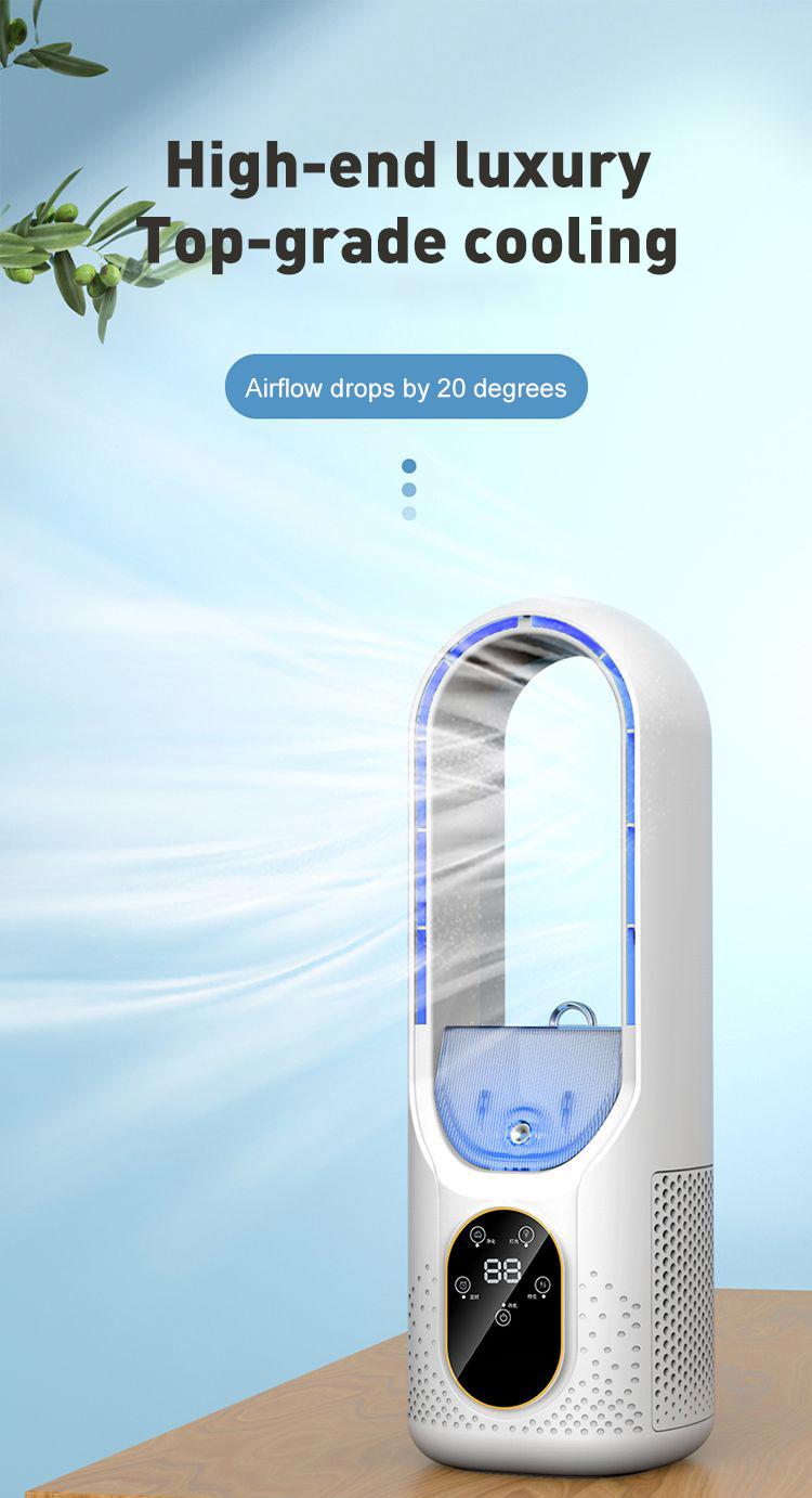 Mini Desktop Fan, Office Cooling Humidifier, Leafless Spray Cooler, USB Cold Fan, Energy Efficient, Perfect for Home & Office Use