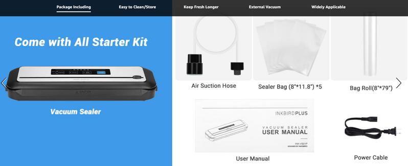 Inkbird Vacuum Sealing Machine,for Food Preservation,Sealing Machine for Meats, Vegetables, Built-in Cutter, Easy to Clean Store,meal prep containers