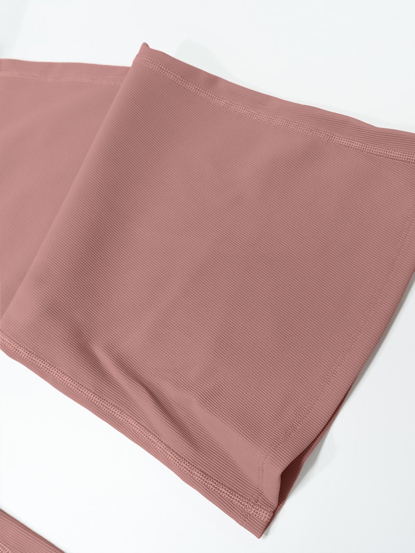 Women’s High Waist Ribbed Flare Yoga Pants, Soft Slim-Fitting Tummy Control Plain Leggings, Stylish Sporty Design with Cross Front Details