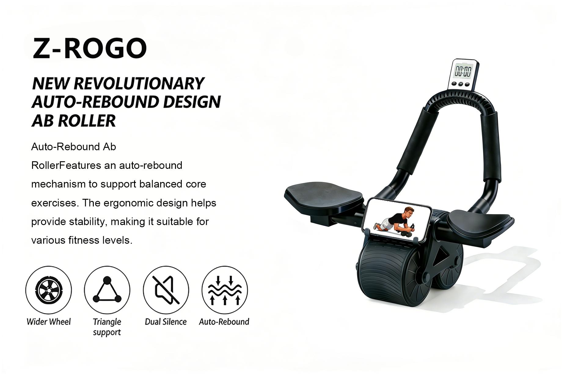 Automatic Rebound Ab Roller Wheel with Elbow Support, Home Gym Core Trainer for Men Women, Portable Ab Workout Equipment for Core Strength, Great Fitness Gift for Gym Lovers