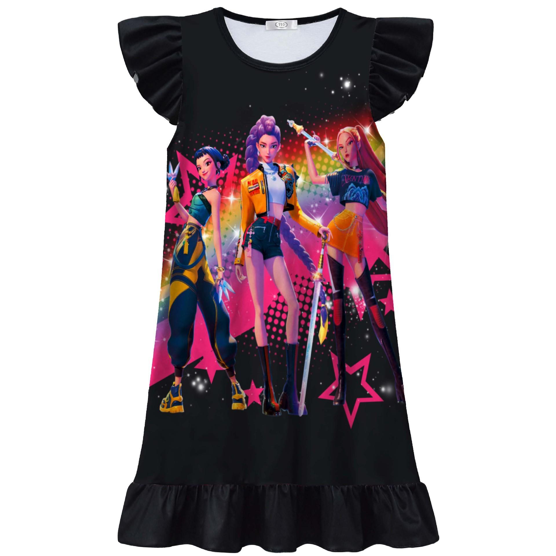 Girls Casual Dress Novetly Dresses Cartoon Nightdress Print Top