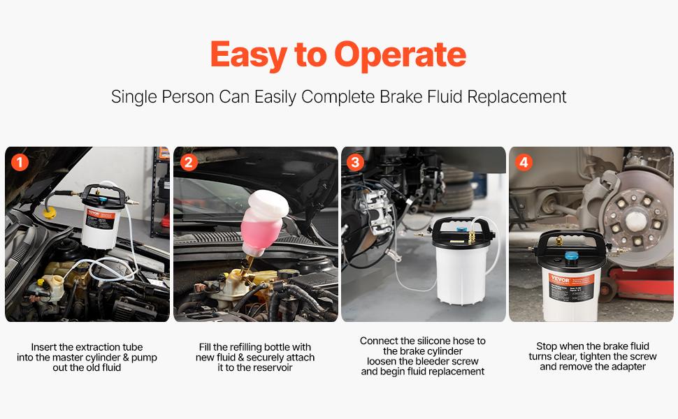 VEVOR Brake Bleeder Kit, 3L Brake Fluid Extractor with 1L Siphon Refilling Bottle 13 Hose Connectors, Complete Brake Fluid Bleeder Kit with Extended Silicone Hose Handle, Fit for Most Vehicles