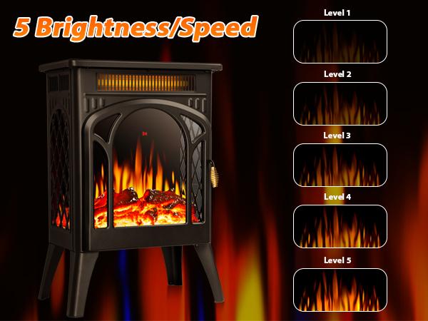 【Fall Deals For You】16 Inch Electric Fireplace, Freestanding Fireplace Stove with 3D Flame Effect, Small Electric Fireplace Heaters for Indoor Use with Remote, Temperature Adjustment, ETL Certified, Black…