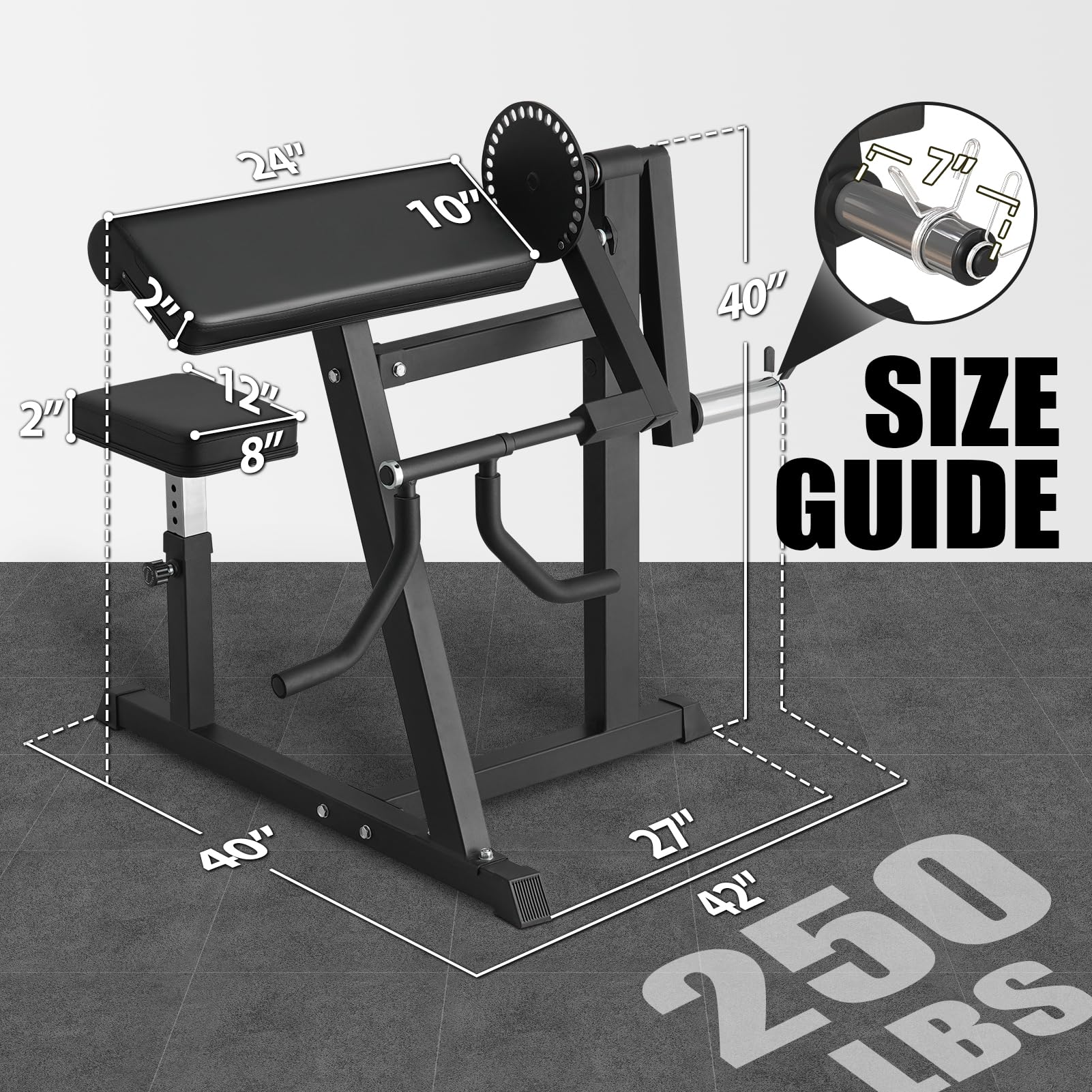 Bicep Tricep Curl Machine, 250LBS Plate Loaded Bicep Curls and Tricep Extension Machine, 2 in 1 Exercise Equipment for Home Gym Workout Station