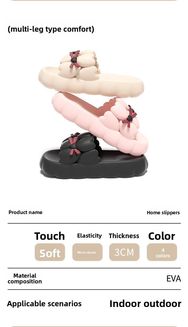 Cute Heart Bow Cloud Slides for Women, Soft EVA Platform Sandals for Summer, Casual Indoor Outdoor Beach Pool Shoes, Comfy Walking Slippers versatile flat