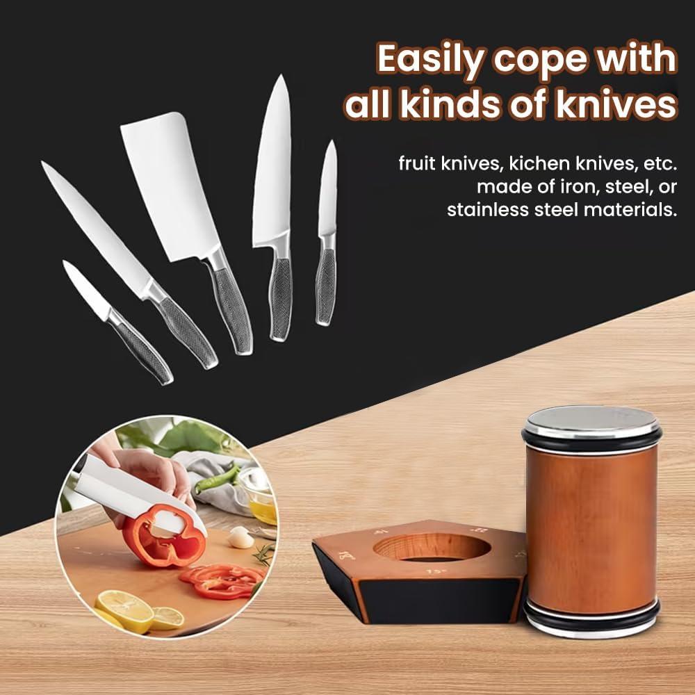 Rolling Knife Sharpener Kit, Wooden, 2/4/5-Angle Rolling Sharpener Set, Features Diamond Abrasives Suitable for Steel of Any Hardness, Kitchen Sharpener Includes Magnetic Angles at 12°,15°,18°,20°,22°, Plus Abrasive Disc Accessories