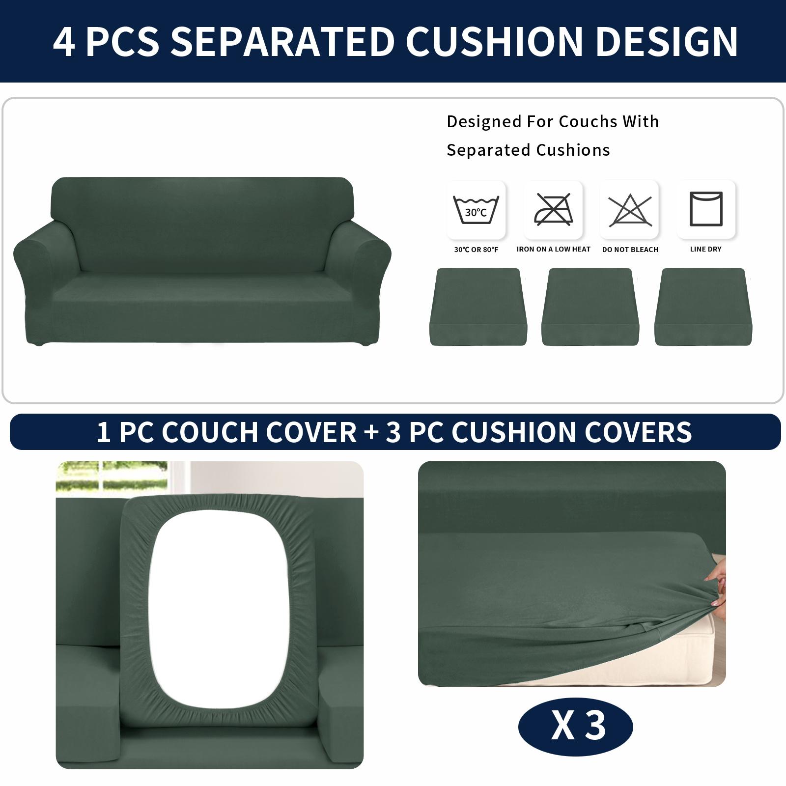 Easy-Going Stretch Soft Couch Cover for Dogs, Christmas Slipcover for Sofa with 1/2/3 Seperated Cushions, Washable Elastic Furniture Protector for Pets, Kids, Livingroom