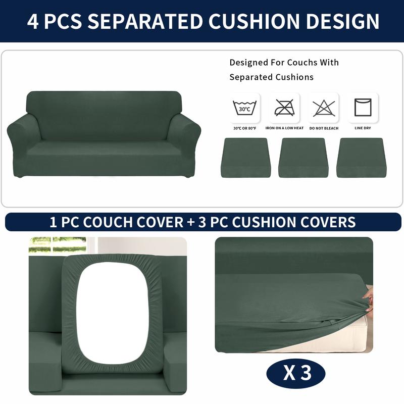Easy-Going Stretch Soft Couch Cover for Dogs, Christmas Slipcover for Sofa with 1/2/3 Seperated Cushions, Washable Elastic Furniture Protector for Pets, Kids, Livingroom