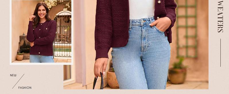 GRACE KARIN Womens Open Front Button Down Long Sleeve Texture Knit Cardigan Sweaters with Pockets