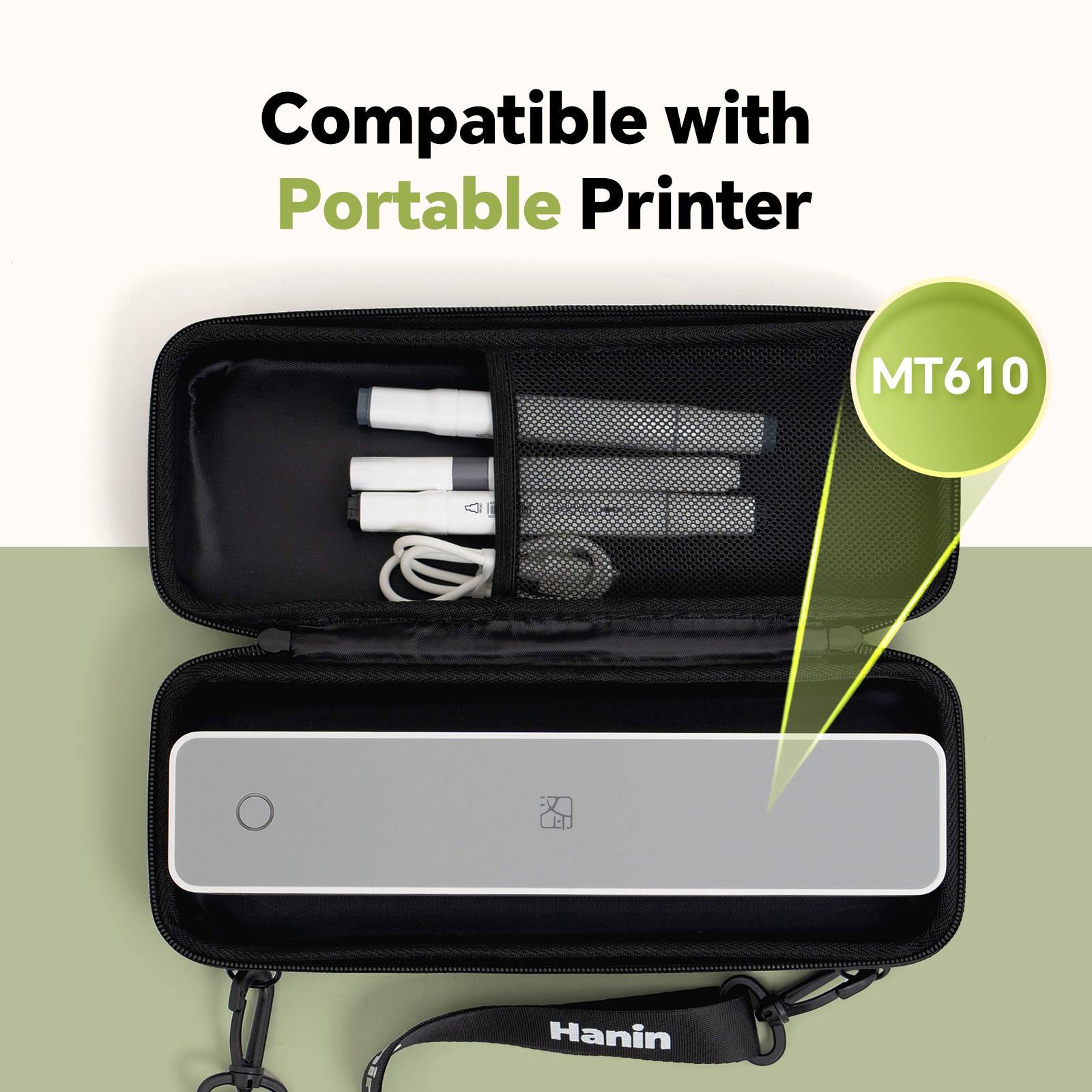 Portable Printer Carrying Case - Waterproof Travel Suitcase Compatible with HPRT MT610 & MT610 Pro Printer, Compact Storage Holder for Printer, Paper & USB Cable (Bag Only)