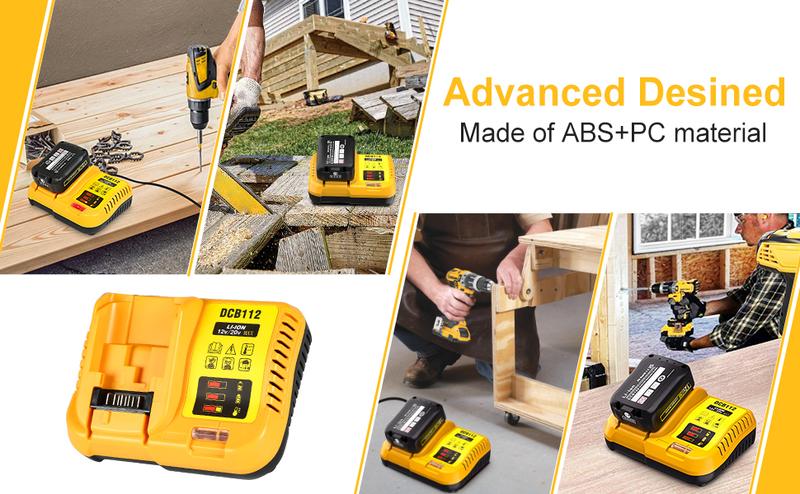 Amityke DCB112 Replacement for Dewalt 12V/20V Lithium High Capacity Battery Charger with Safety Protection System & LED Status Lights Amityke DCB112 Replacement for Dewalt 12V/20V Lithium High Capacity Battery Charger with Safety Protection System & LED Status Lights