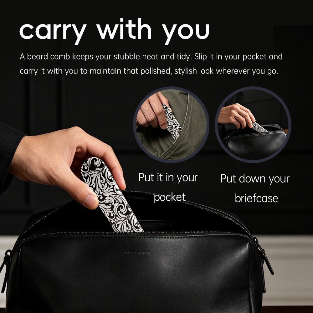 Men's Vintage Engraved Folding Comb, Stainless Steel Anti-Static Portable Hair Comb, Pocket Size Styling Tool, and Options