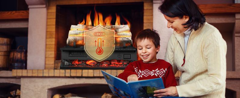 R.W.FLAME Electric Fireplace Log Heater,20" Fireplace Inserts with Crackling Sound,5 Flame Brightness,Heater 750W/1500W,Remote Control&Timer,Overheating Protection for Home and Office Decor R.W.FLAME Electric Fireplace Log Heater,20" Fireplace Inserts with Crackling Sound,5 Flame Brightness,Heater 750W/1500W,Remote Control&Timer,Overheating Protection for Home and Office Decor
