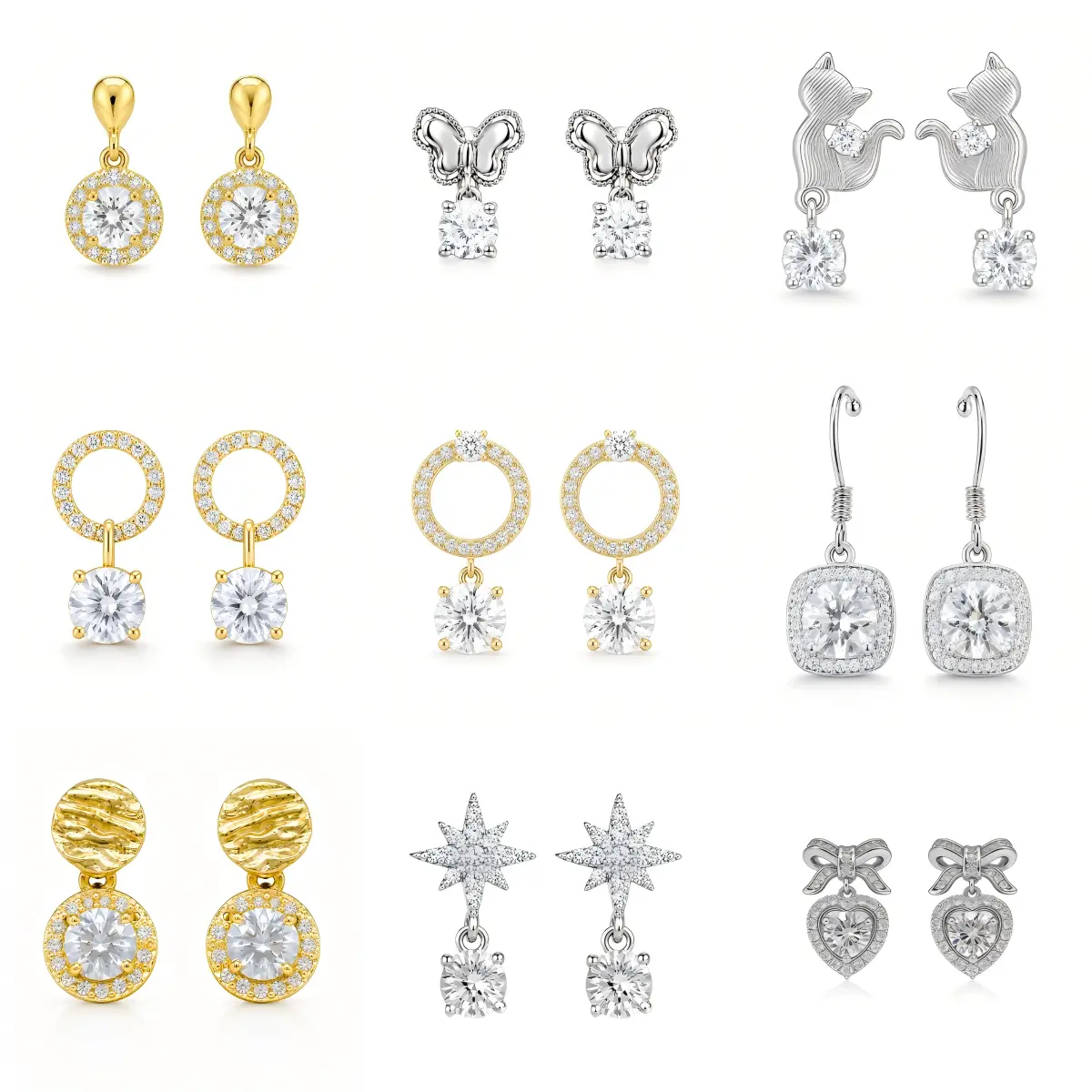 Loveden Luxury Sparkling Star Drop Earrings for Women, Premium Moissanite Dangle Earrings, Silver Plated Copper Statement Earrings, Cute Minimalist Celestial Jewelry for Daily Wear, Prom, Wedding, Anniversary, Holiday Gift