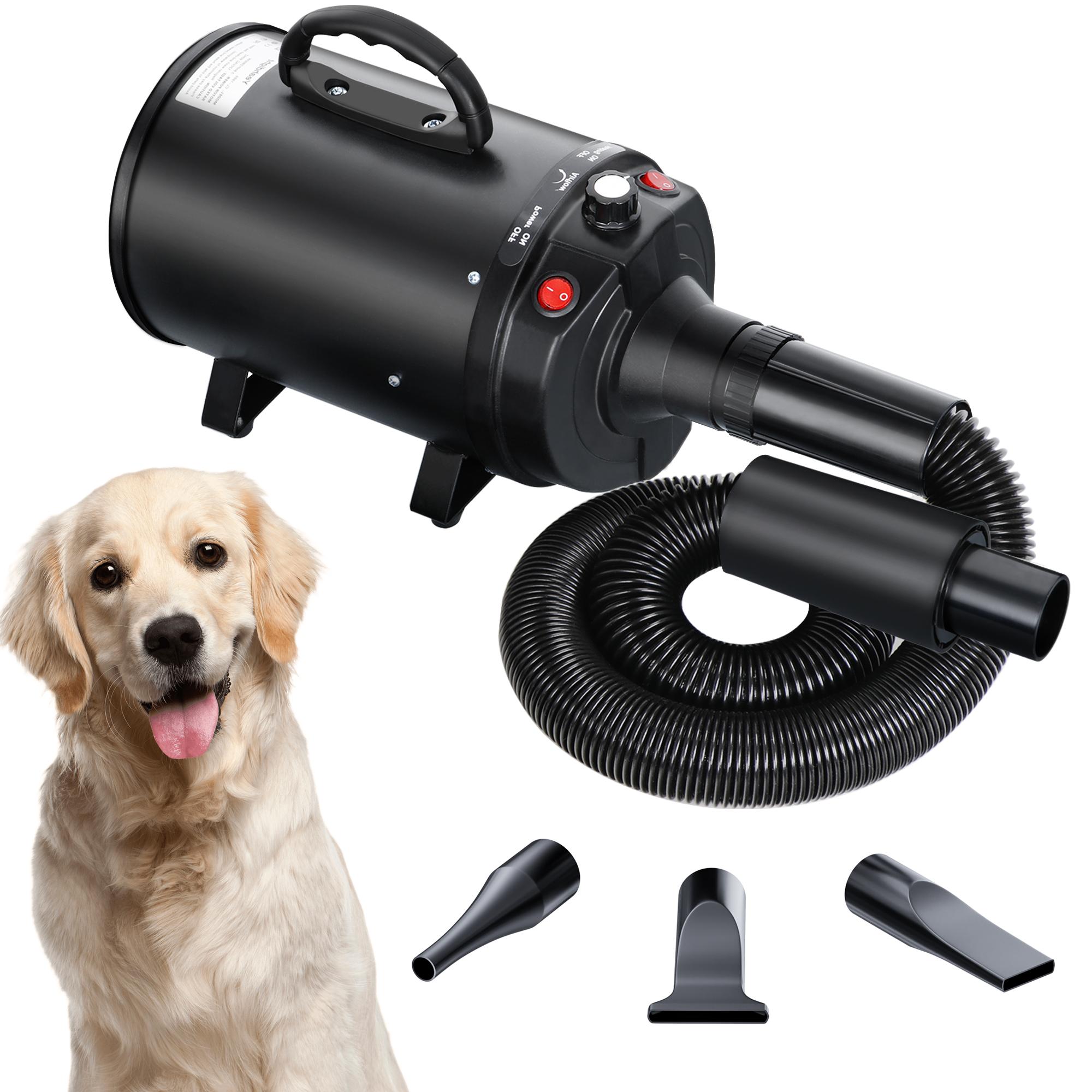 NOVA Dog Hair Dryer 2400W Professional Pet Grooming Dryer Adjustable Speed W/4 Nozzles