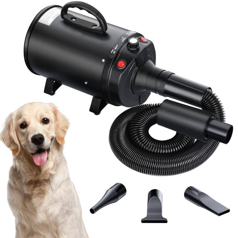 NOVA Dog Hair Dryer 2400W Professional Pet Grooming Dryer Adjustable Speed W/4 Nozzles
