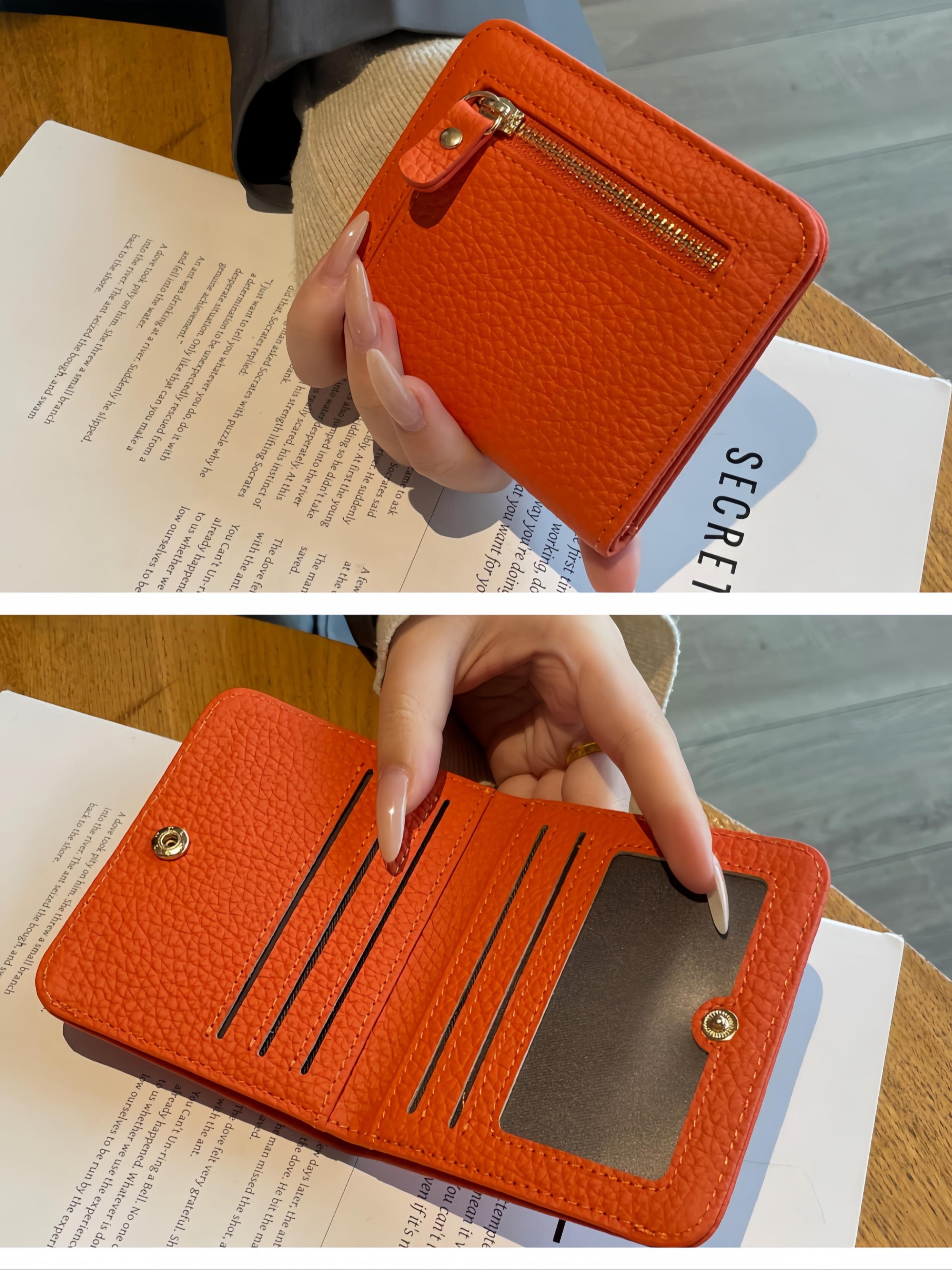 Women's Leather Wallet, Short Design, Genuine Cowhide, Ultra-Thin, Minimalist Style, Multi-Functional Foldable Coin Purse