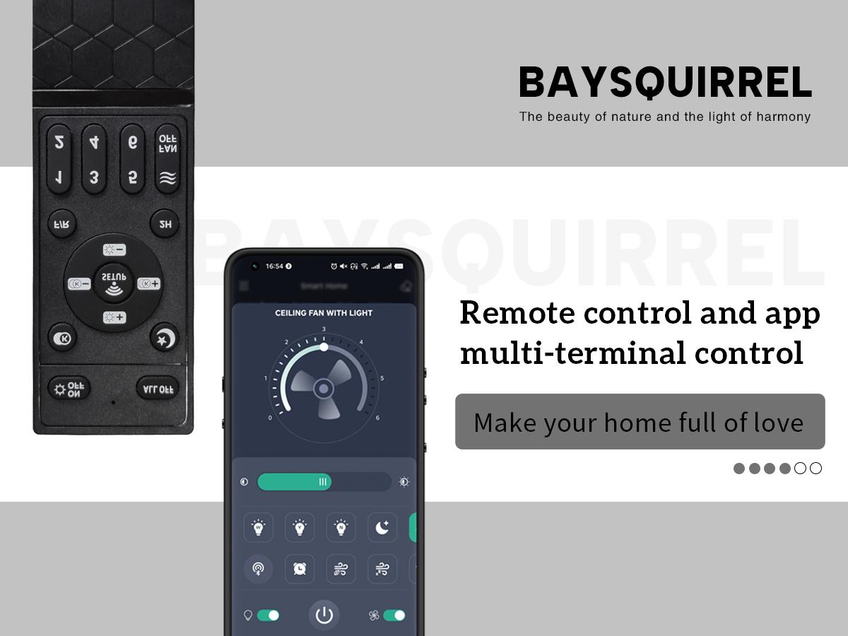 BaySquirrel Ceiling Fans with Lights, Flush Mount Modern Ceiling Fan and App & Remote Control, 19" LED Dimmable 6 Speeds Summer Gift Dealsforyoudays