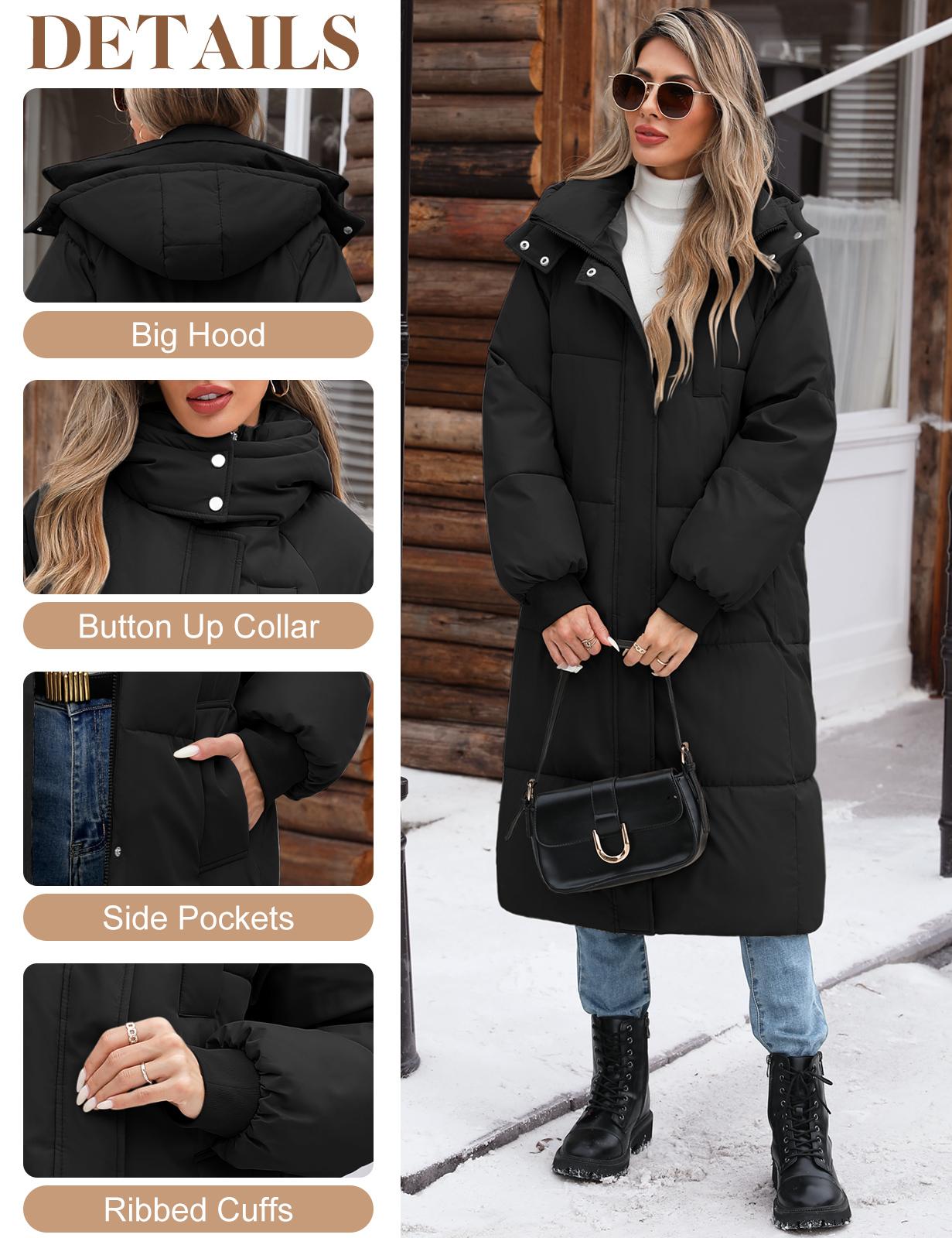 UMIPUBO Sales Women's Long Quilted Jacket Coat Winter Thicken Warm Puffer Jacket Fashion Hooded Zip Up Parka Outerwear with Pockets