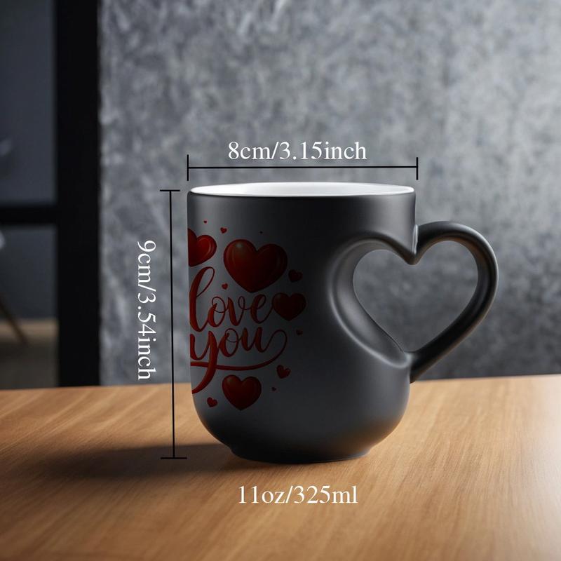 1pc Love you - Magical Color Changing Mug with Heart-Shaped Handle, 11oz Unique Heart Design, Red Heart Pattern, Heated Gradient Mug, Perfect Gift For Mother's Day, Valentine'S Day