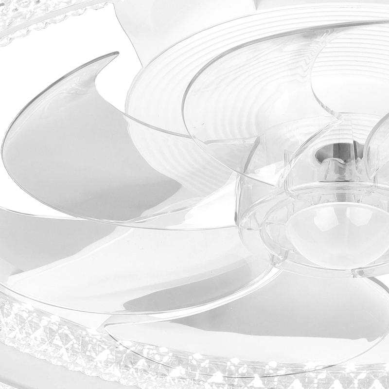 GLITGATE Diamantes Smart Ceiling Fan with Light 20" White Crystal 6-Speed Reversible DC Motor APP Remote Control Timer Dimming 3 Color Temperatures for Bedroom Living Room