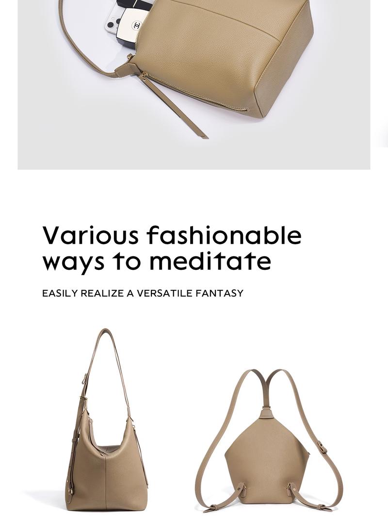 Genuine Leather Crossbody Bag for Women, Large Capacity Purse with Wide Adjustable Strap, Multi-Way Fashion Shoulder Bag