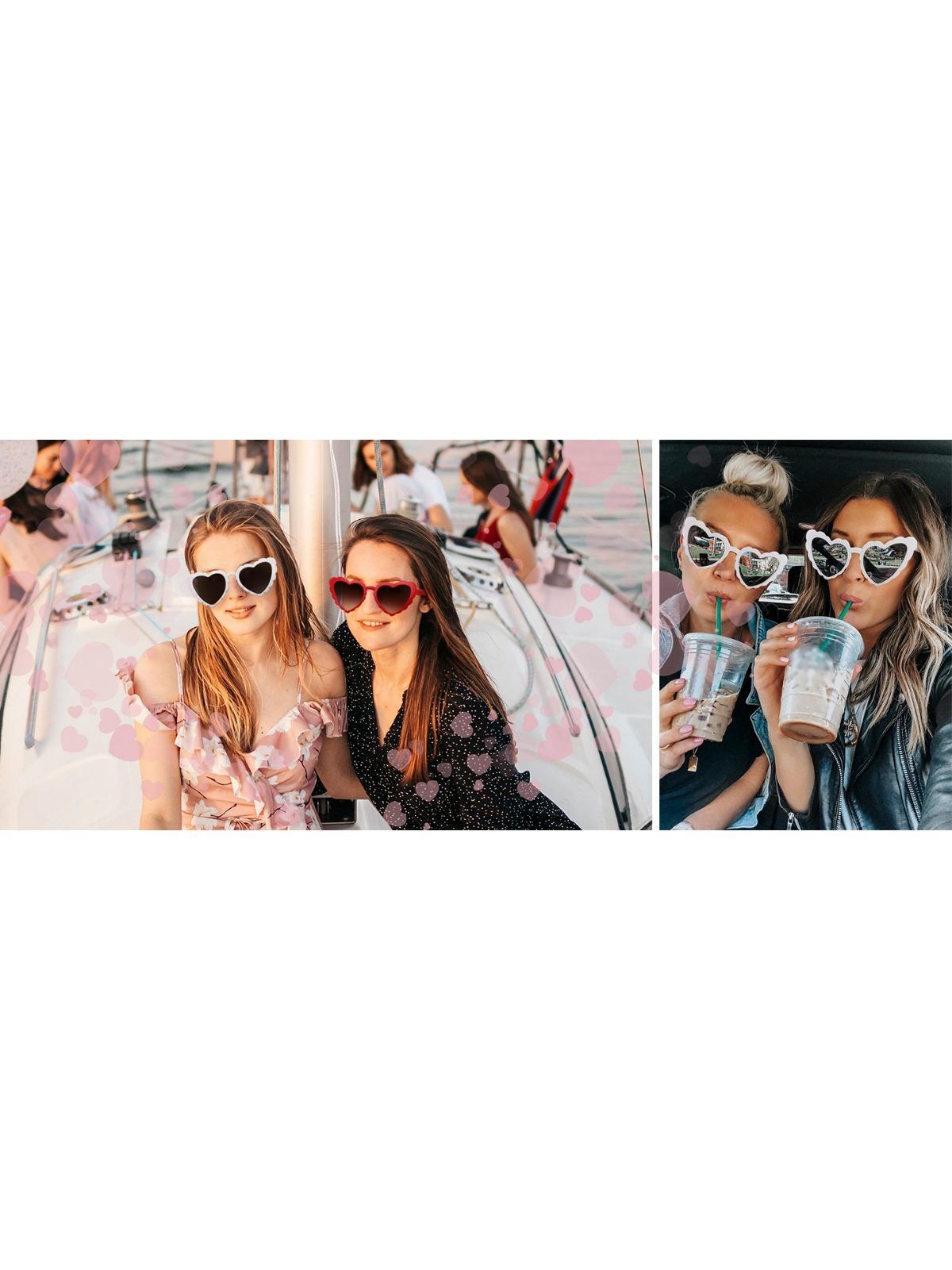 FEISEDY Love Heart Shaped Sunglasses for Women Trendy Retro Cat Eye Mod Style Stylish Glasses B2336