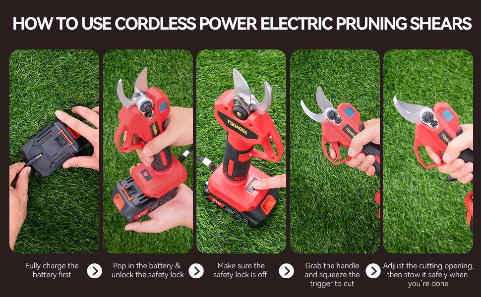 21V Cordless Electric Pruning Shears – 28mm Max Cut, 2 Batteries, 6-8H Runtime, Tree & Shrub Trimmer