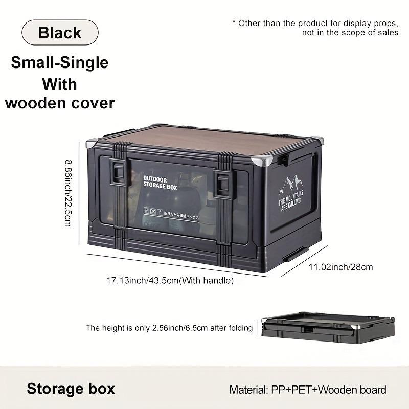 Foldable outdoor storage box, small folding camping storage box with transparent door, suitable for camping, picnic, RV and home storage