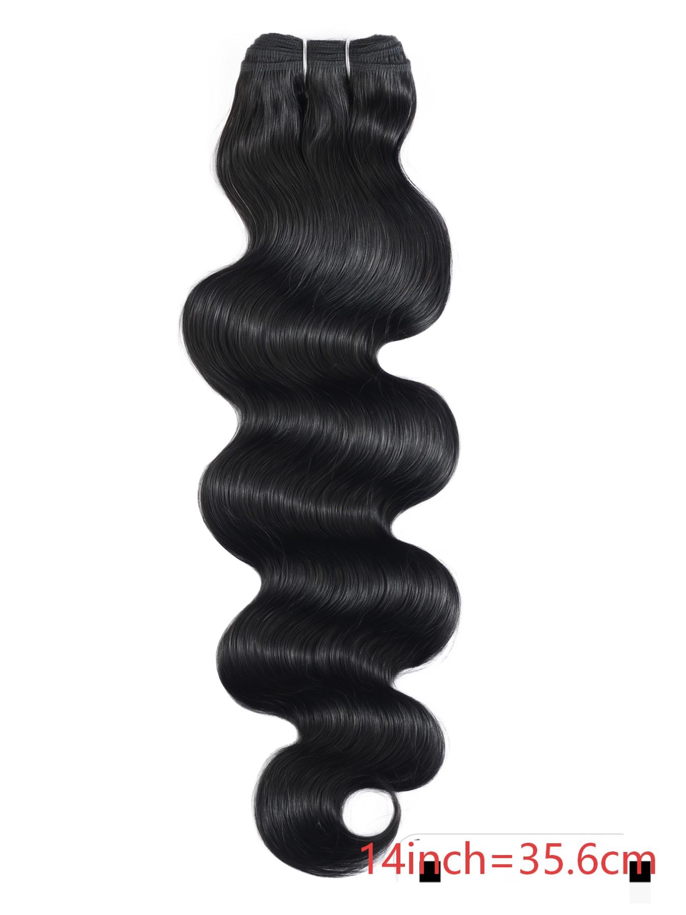 1PC 4D-FL-0SW-BN Natural Black Body Wave Human Hair Bundle, Brazilian Hair Weave