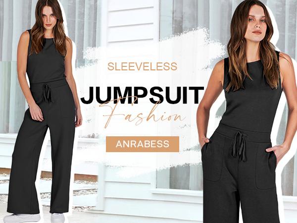 ANRABESS Jumpsuits for Women 2025 Casual Summer Outdoor Dressy Romper Sleeveless Wide Leg Long Pants Outfits Jumper Fashion Outdoor Overalls