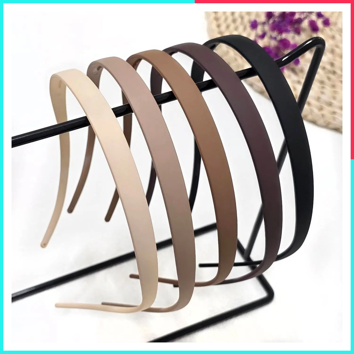 6Pcs Square Sunglasses Headbands for Women & Girls - No Pressure Non Slip Hairband with Teeth, Neutral Colors