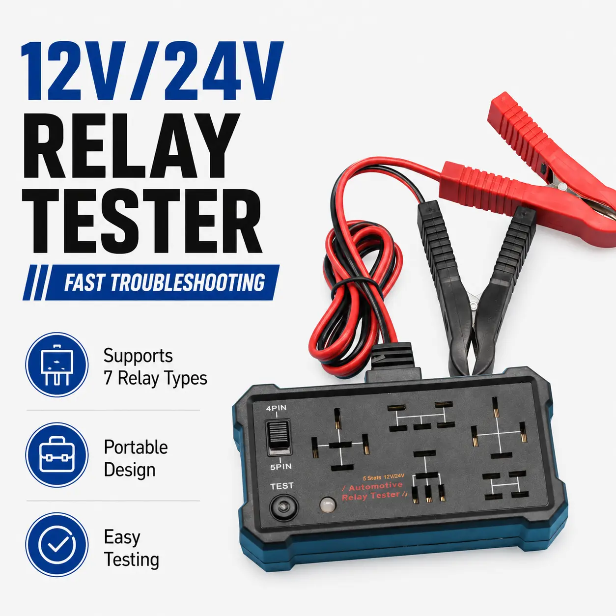 Relay Tester Checks 7 different 12/24 Volt relays Car Automotive Circuit Tester Portable Battery Diagnostic Checker Tool Professional Car Relay Tester for Easy Troubleshooting and Accurate Readings ,Electronic Repair Tool,summerwins tiktokshopbacktoschool